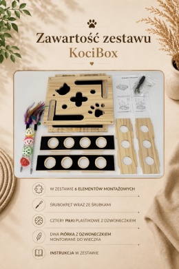 KociBox zestaw drewnianej zabawki logicznej dla kota