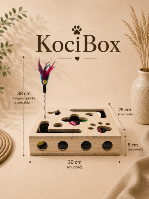 KociBox – drewniana zabawka z funkcją pielęgnacji pazurków